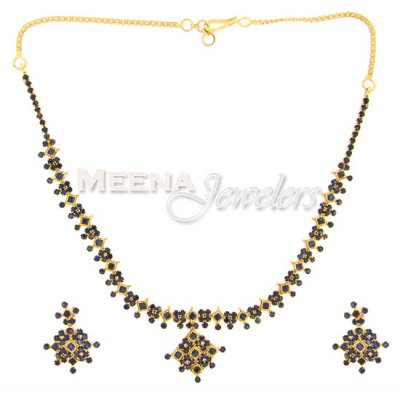 22 Kt Gold Sapphire Set ( Combination Necklace Set )
