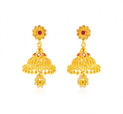  22kt Gold Jhumkhi Earrings ( Exquisite Earrings )