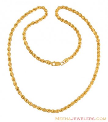 Gold Rope Chain (16 Inch) ( Plain Gold Chains )