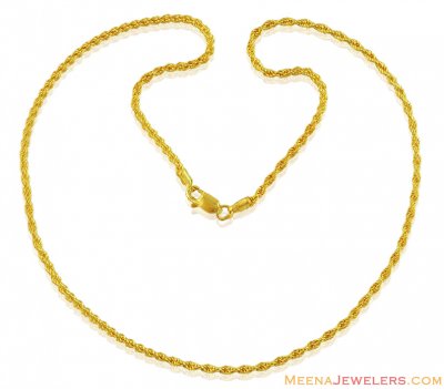 16 in 22k Hollow Rope chain  ( Plain Gold Chains )