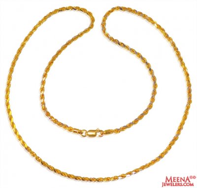 22K Gold Two Tone Rope Chain ( Plain Gold Chains )