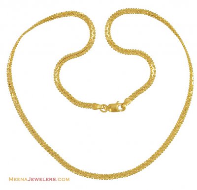 22K Gold Flat Chain (16 inches) - ChFc10458 - 22K Gold Flat Chain with ...