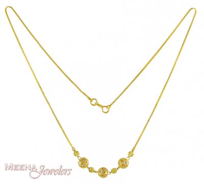  Cubic Zercoine Ladies Gold Chain ( Necklace with Stones )