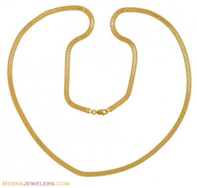 22k Gold Flat Chain (25 inches) ( Men`s Gold Chains )
