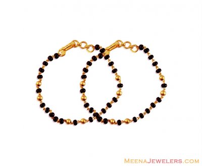 Gold Baby Maniya (2PC) ( Black Bead Bracelets )