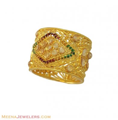 22K Designer Broad Band (ring) ( Ladies Gold Ring )