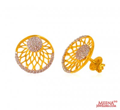 22Kt Gold CZ Tops ( Signity Earrings )