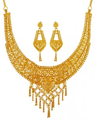 22KT Gold Necklace Earring Set - StGo22020 - 22KT Gold Necklace Earring ...