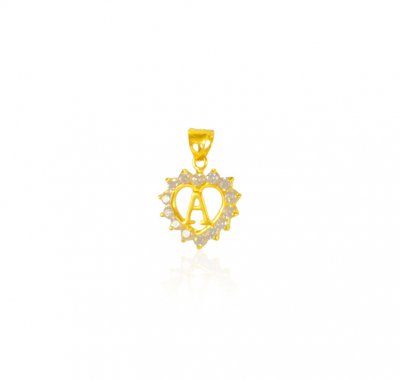 22k Gold Pendant with Initial (A) ( Initial Pendants )