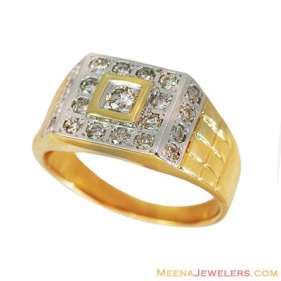 Fancy 18K Yellow Gold Mens Ring ( Diamond Rings )