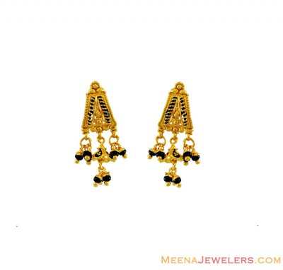 22K Traditional Meena Earrings  ( 22 Kt Gold Tops )