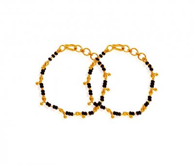 22K Gold Beads Kids Bracelet ( Black Bead Bracelets )