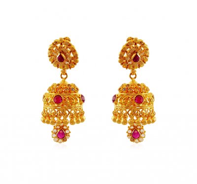 22k Gold Jhumki Earrings ( 22Kt Gold Fancy Earrings )