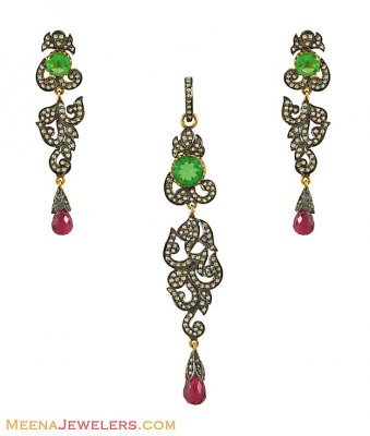 Nizam Necklace Set (Gold and Silver) ( Diamond Victorian Jewelry )