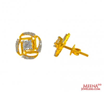  22 kt Gold Tops with CZ  ( Signity Earrings )