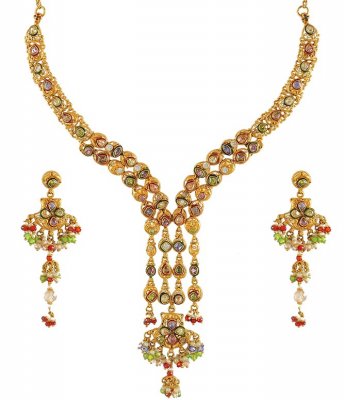 Antique Designer Gold Necklace Set ( Antique Necklace Sets )