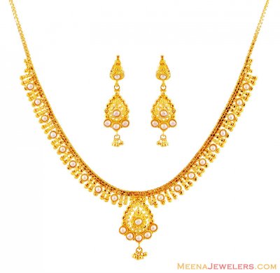 Pearls Gold Necklace Set ( Light Sets )