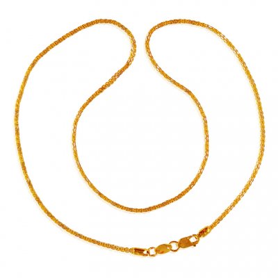 22K Two Tone Gold Chain (16 In) ( Plain Gold Chains )