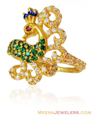 Traditional Gold Peacock Ring ( Ladies Signity Rings )