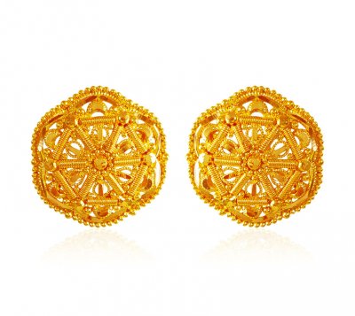 22Kt Gold Round Earrings ( 22 Kt Gold Tops )