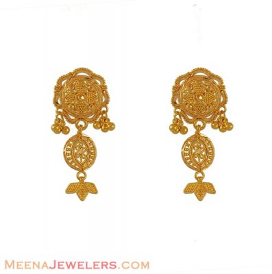 22K Gold Hanging Earrings ( 22Kt Gold Fancy Earrings )