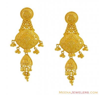 22k Gold Filigree Earrings - erfc9313 - 22k gold designer earrings in ...
