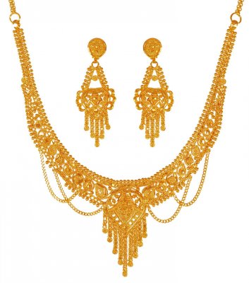 22Karat Gold Necklace Earring Set ( 22 Kt Gold Sets )