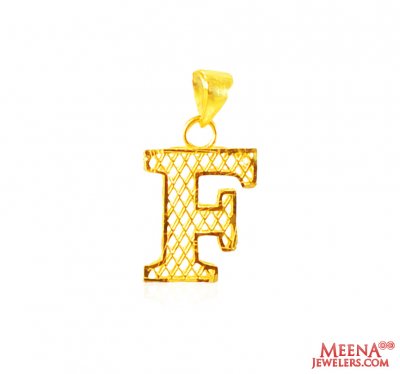 22Kt Gold Initial Pendant (F) ( Initial Pendants )