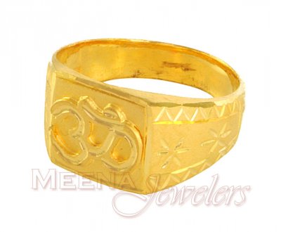 22Kt Gold OM Ring - RiMs2219 - US$ 1,298 - 22Kt Gold OM Ring, Solid ...
