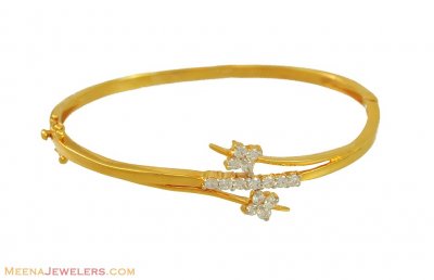 22k Gold Bangle (floral design) ( Stone Bangles )