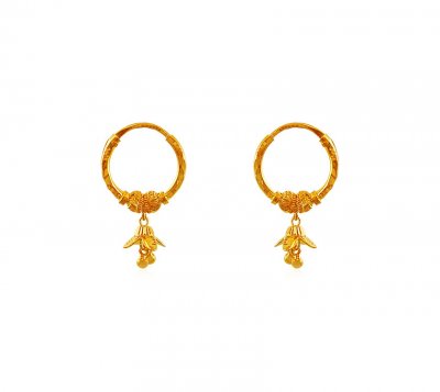 Yellow Gold Bali (22k) ( Hoop Earrings )