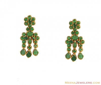 22K Emerald Earrings ( Precious Stone Earrings )