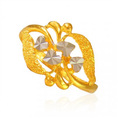 22Kt Gold Two Tone Ring  ( Ladies Gold Ring )