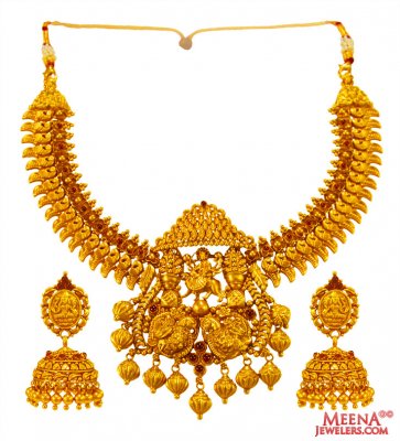 22 Kt Gold Temple Jewelry Set ( Antique Necklace Sets )
