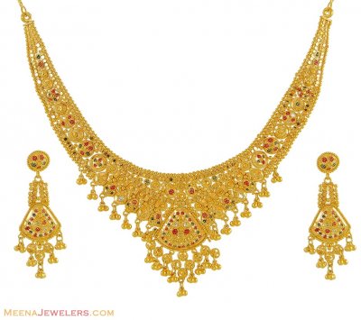 Gold Necklace Set (Tricolor) ( 22 Kt Gold Sets )