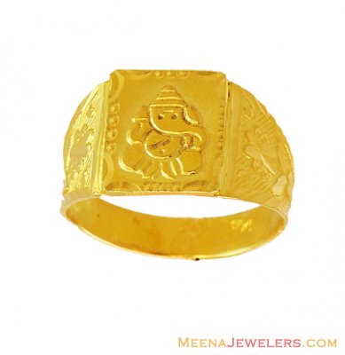 Mens 22K Gold Ganesha Ring ( Religious Rings )