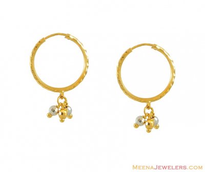 22k 2 Tone Baby Hoops - ErHp8360 - 22k gold baby bali with hanging ...