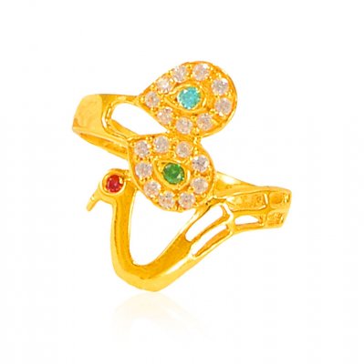 22K Gold Exclusive Peacock Ring  ( Ladies Signity Rings )