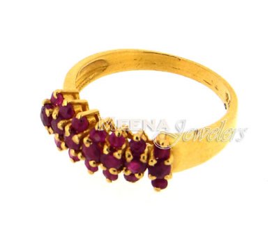 22Kt Gold Ring with Ruby ( Ladies Rings with Precious Stones )
