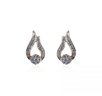 18K Gold Diamond Earring for Ladies ( Diamond Earrings )