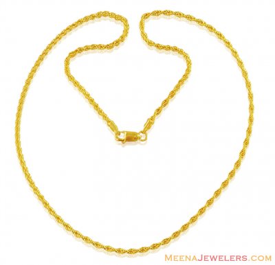 22k Fancy Hollow Rope Chain (16 in) ( Plain Gold Chains )