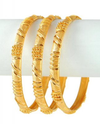 21K Gold Bangles - BaGo4231 - 21K Gold Hand Made Set Of 3 Bangles ...