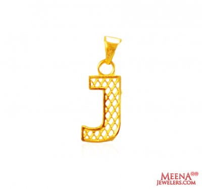 22Kt Gold Initial Pendant (J) ( Initial Pendants )