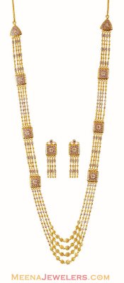 22K Gold Layered Long Necklace Set ( 22 Kt Gold Sets )