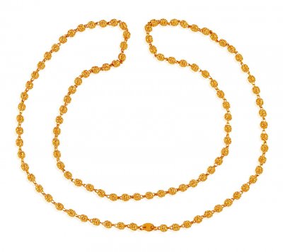 22K Gold Beaded Balls Chain(25 Inches) ( 22Kt Long Chains (Ladies) )