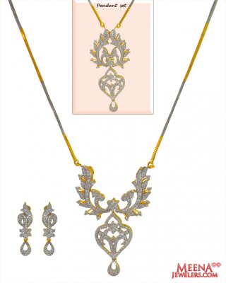 Diamond Necklace Set (18 Kt Gold) ( Diamond Necklace Sets )