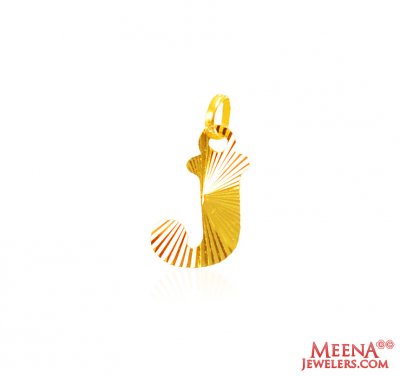 22Kt Gold Initial Pendant (J) ( Initial Pendants )
