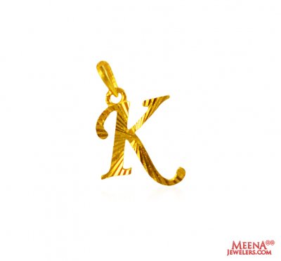 22Kt Gold Initial Pendant (K) ( Initial Pendants )