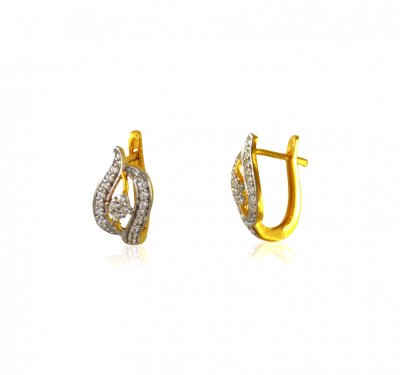 22 Kt Gold CZ Earrings ( Clip On Earrings )