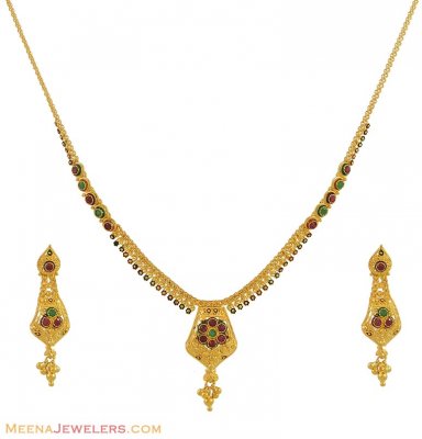 Indian 22K Gold Necklace Set ( Light Sets )